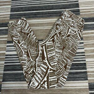 J. McLaughlin Lexi Jean Women High Rise Slim Leg Brown White Geo Palm Size 0